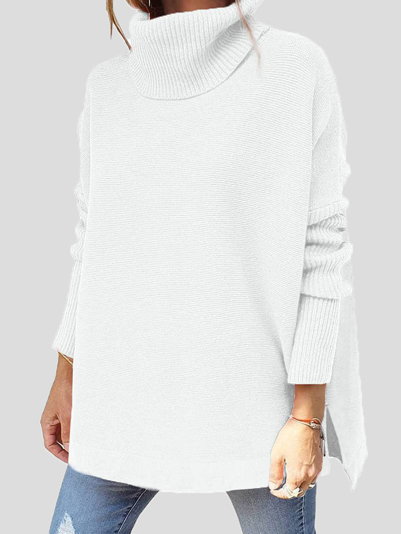 Women's Sweaters Turtleneck Pullover Long Sleeve Split Sweater - LuckyFash™