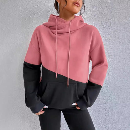 Women’s Colorblock Loose Fit Hoodie with Kangaroo Pocket